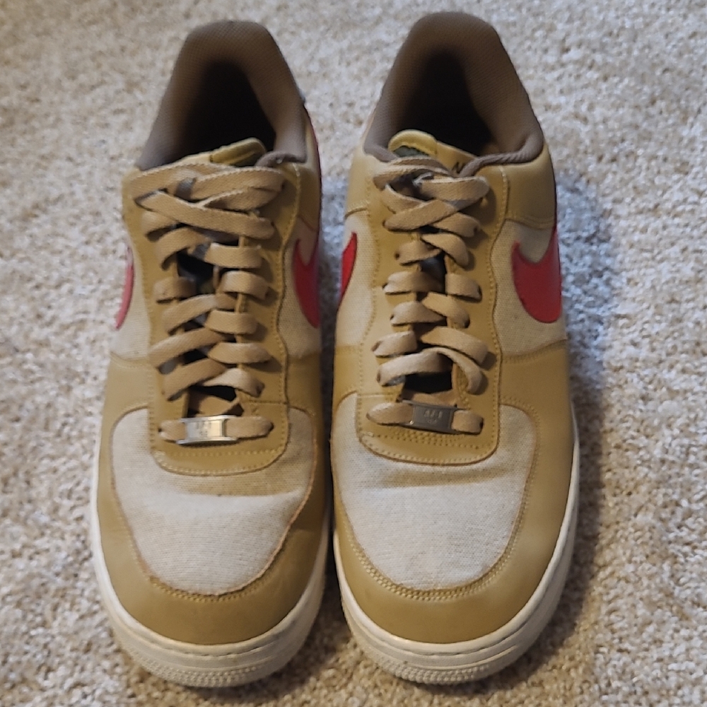 Men'sNike Air Force 1 Gold/Sport Red  Sneakers